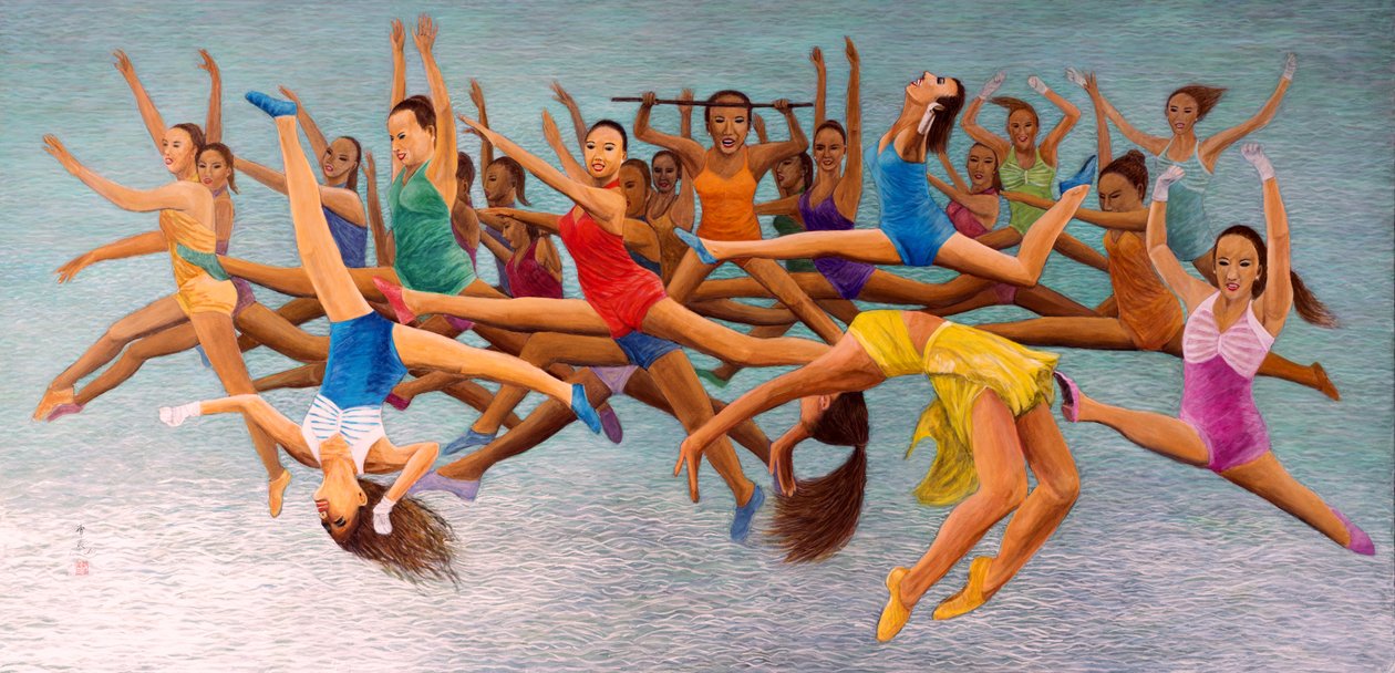 Leaping High, 2014 (østlig gouache på rispapir) av Komi Chen