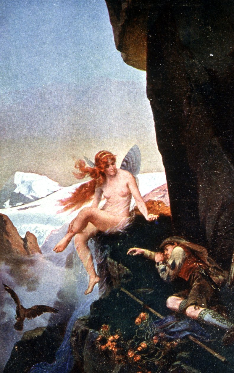 Fe i de sveitsiske alpene, ca. 1910 (illustrasjon) av Konrad Dielitz