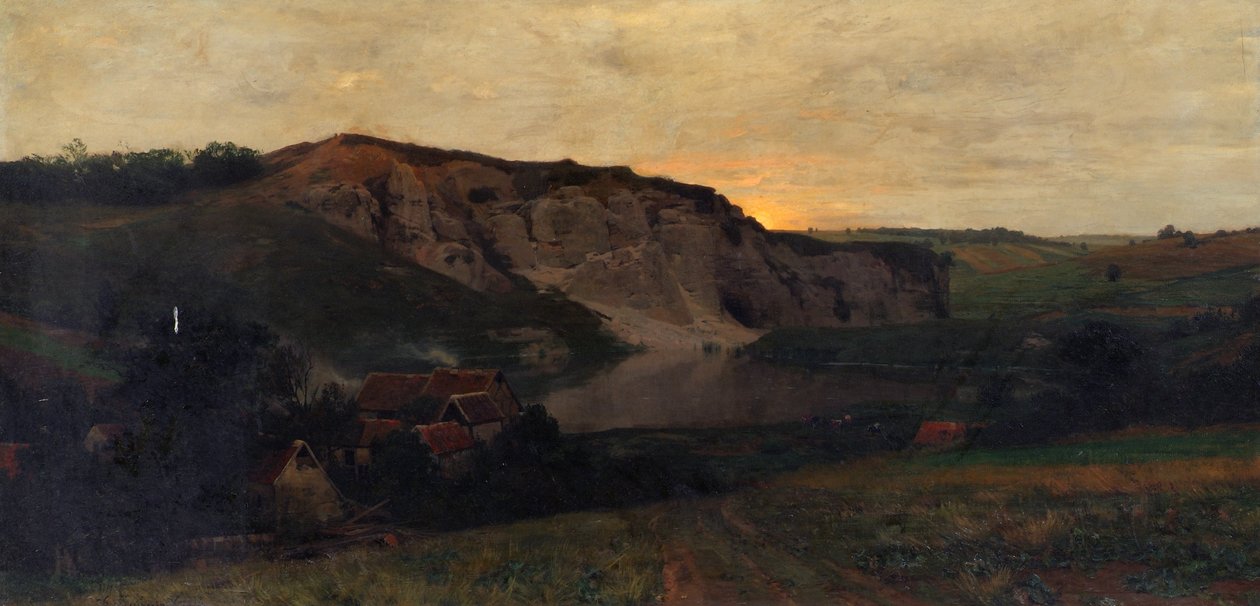 Steinete landskap med en dam av Konrad Ludwig Lessing