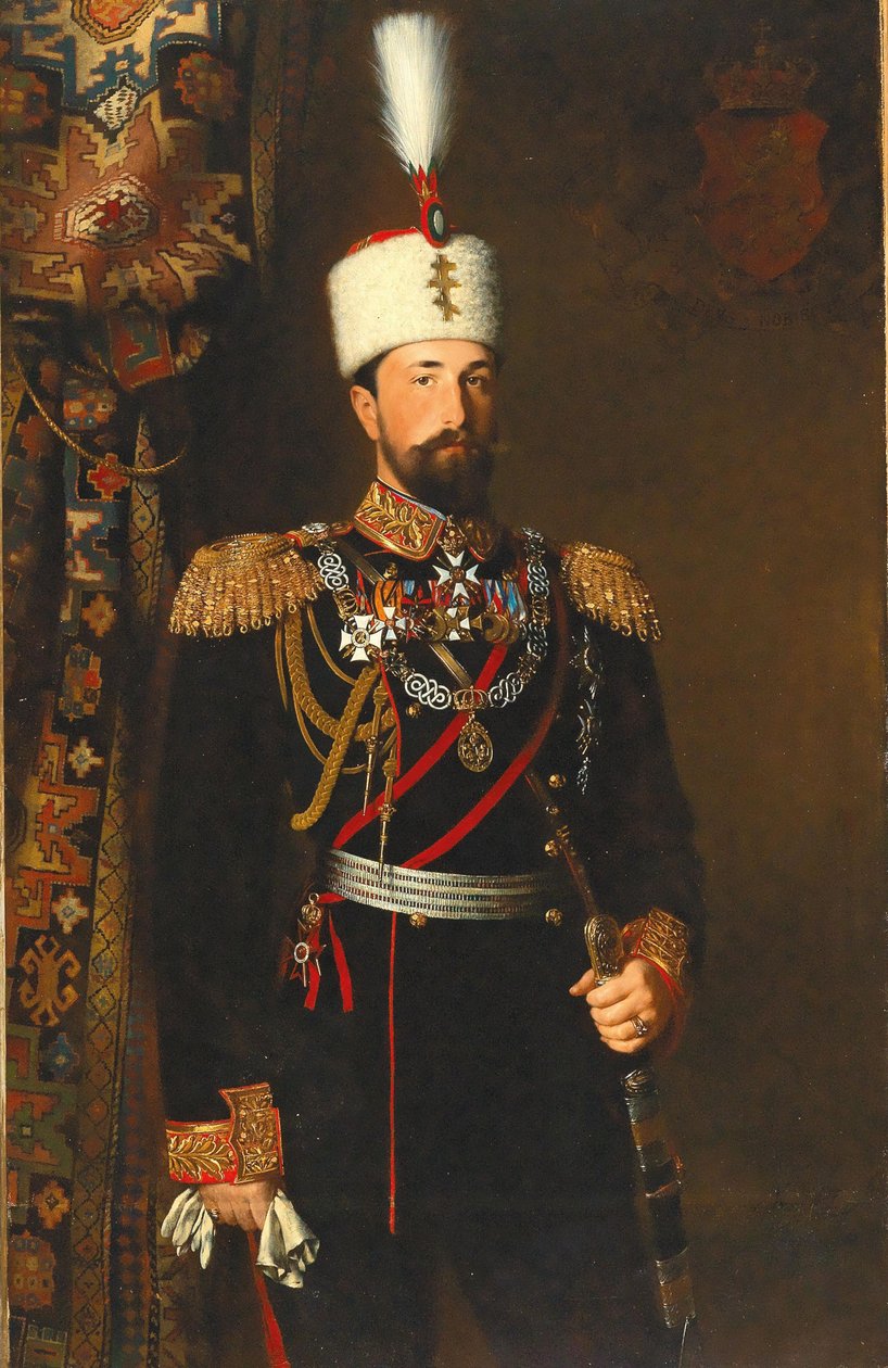 Portrett av prins Alexander I av Bulgaria 1857-1893, 1881. av Konrad Wilhelm Dielitz
