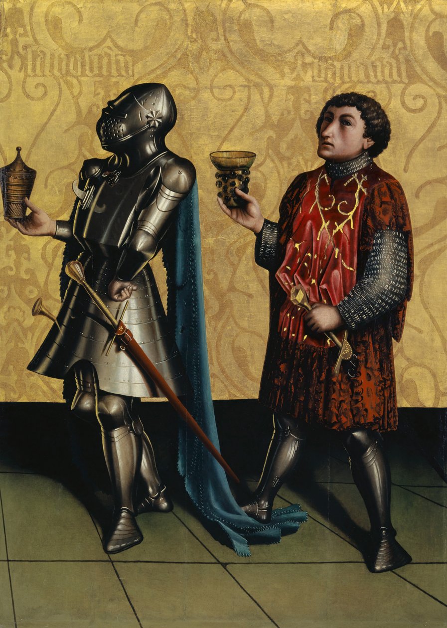 Sibbecai og Benaja fra Heilspiegel-altertavlen, ca. 1435 (blandet medium på eikepanel) av Konrad Witz