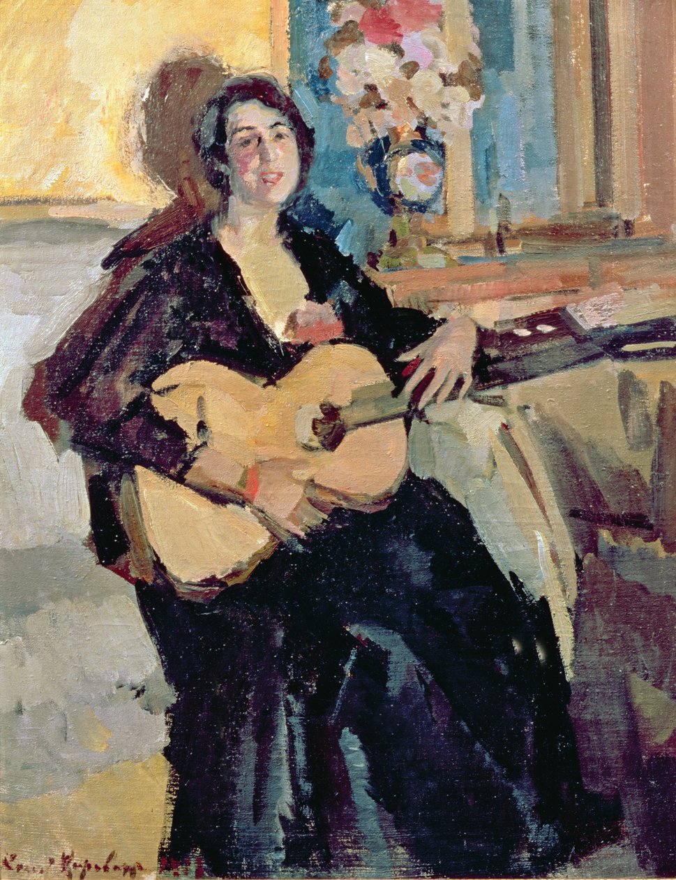Dame med en gitar, 1911 av Konstantin Alekseevich Korovin
