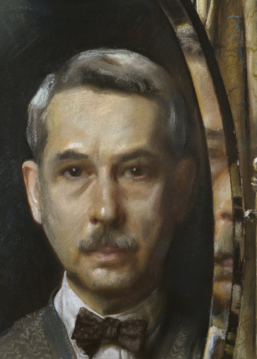 Selvportrett i et speil, 1928 (Pastell på papir) av Konstantin Andreevic Somov