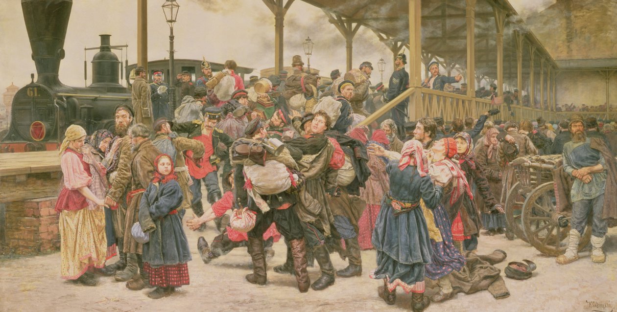 Avreise til krigen, 1888 av Konstantin Apollonovich Savitsky
