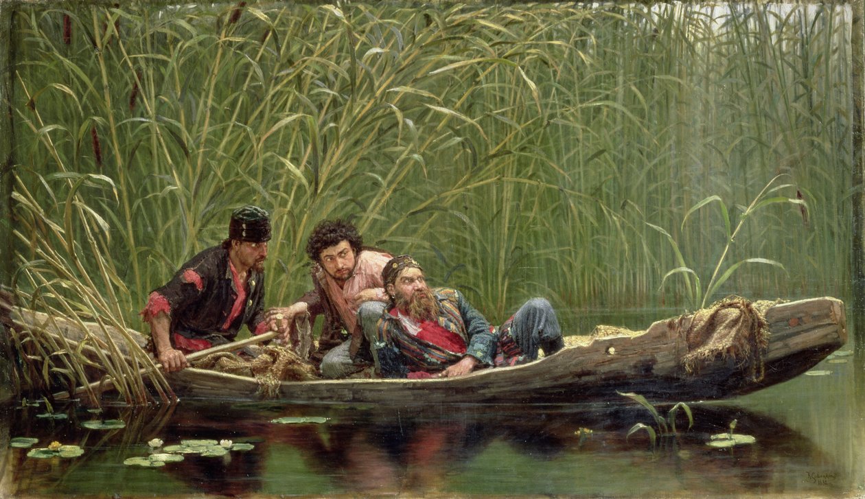 Mistenkelige mennesker, 1882 av Konstantin Apollonovich Savitsky