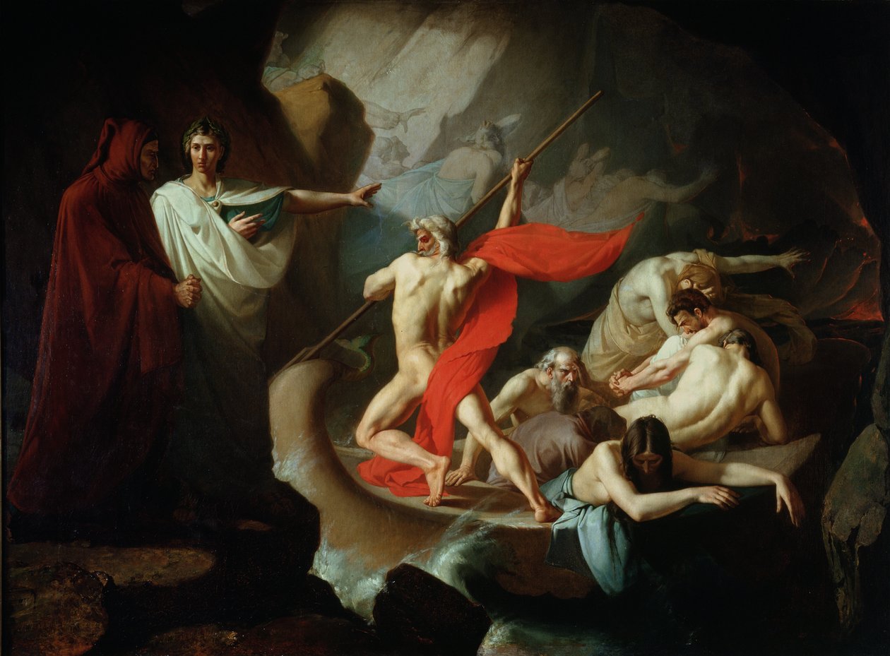Charon som formidler de dødes sjeler over Styx, 1860 av Konstantin Petrovich Pomerantsev