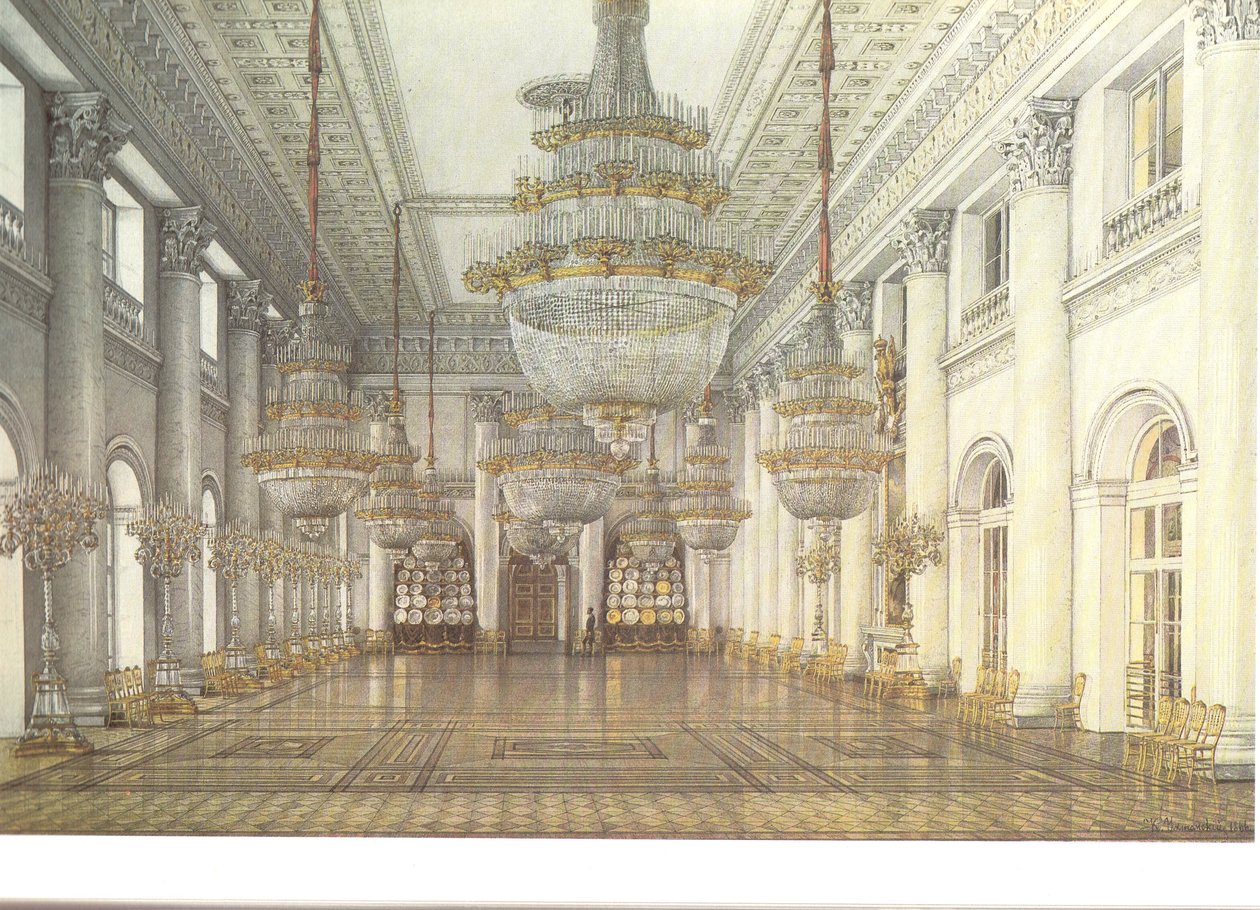 Interiøret i Vinterpalasset. Nichlas Hall av Konstantin Andreyevich Ukhtomsky