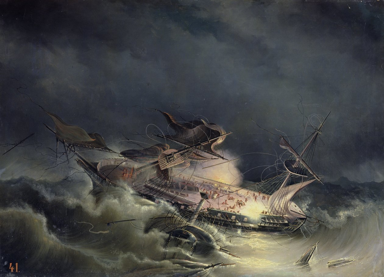 Katastrofen til Liner Ingermanland ved Shagerrake ved Norge 30. august 1842, 1843 av Konstantin Vassilyevich Krugovikhin
