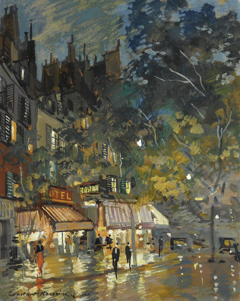 Kafé i Paris om natten, 1936 av Konstantin Alekseevich Korovin