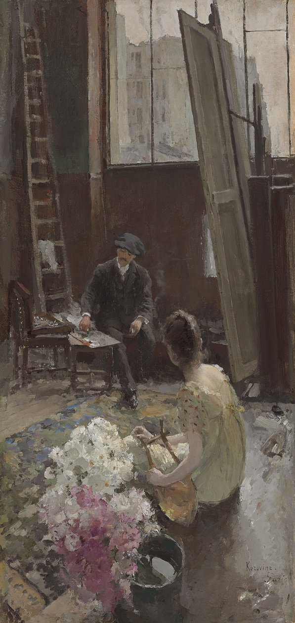 I kunstnerens studio av Konstantin Alekseevich Korovin
