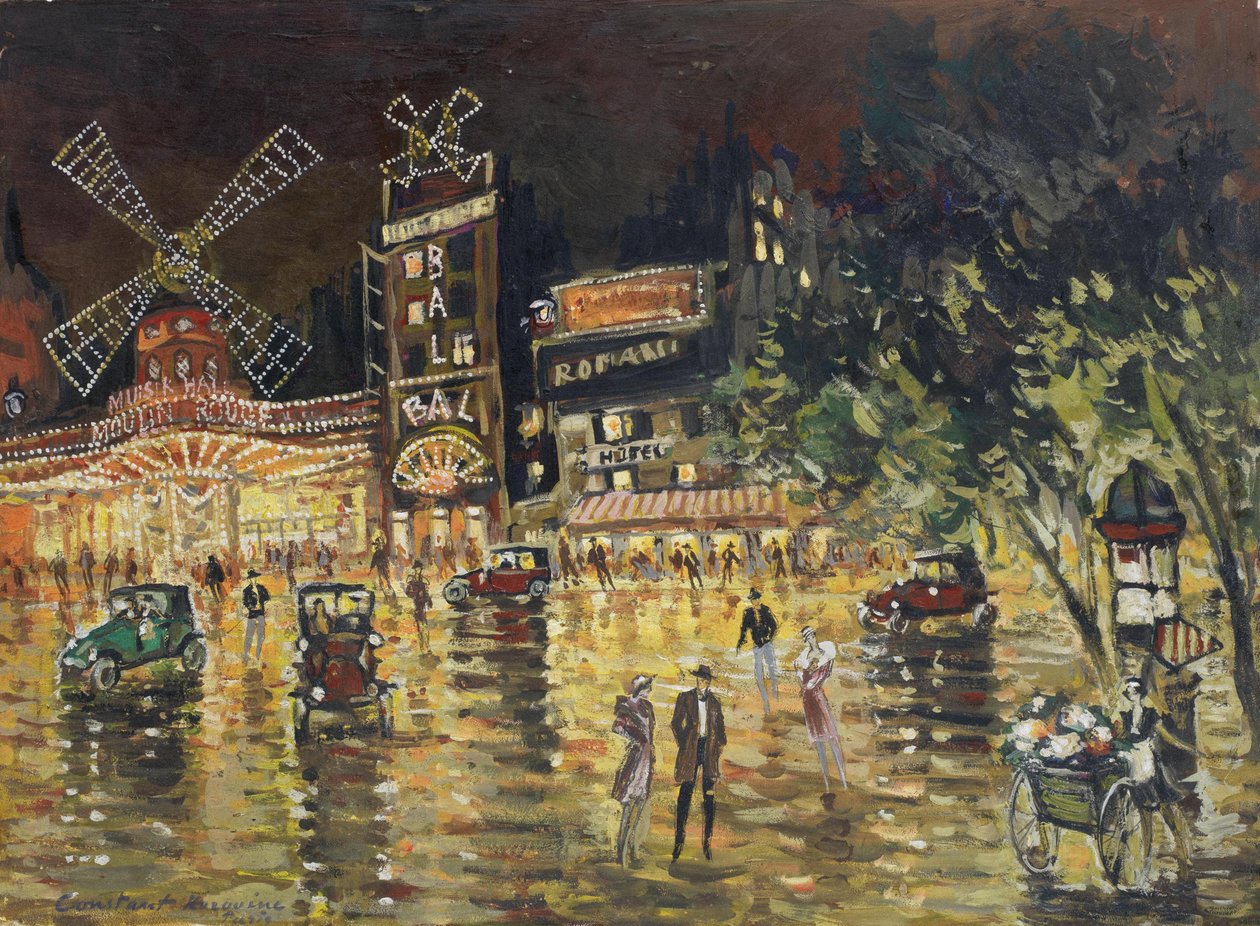 Le Moulin Rouge - Konstantin Alexeyevich Korovin (1861-1939). Olje på papp. Mål: 40,5x55,6 cm. Privat samling av Konstantin Alekseevich Korovin