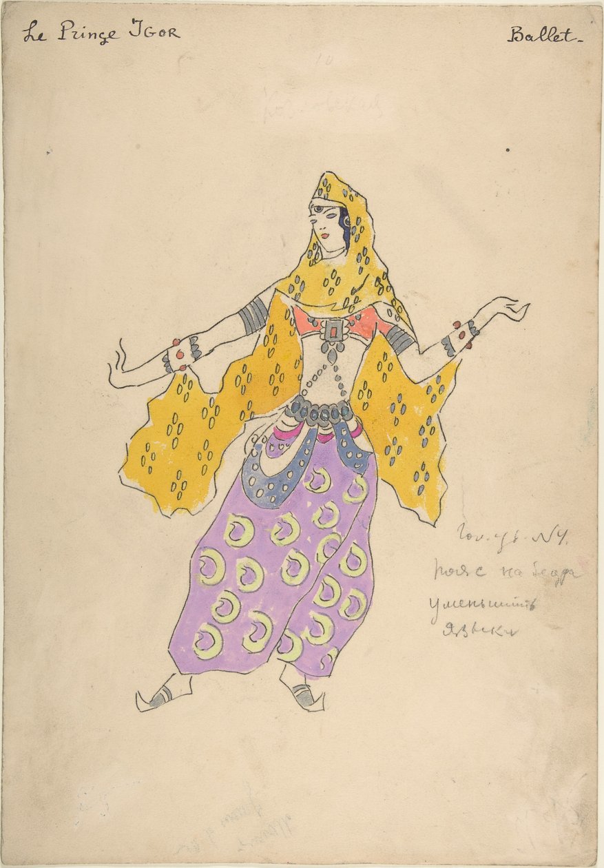 Polovtsisk jente. Kostymedesign for operaen Prince Igor av A. Borodin, 1909 av Konstantin Alekseevich Korovin