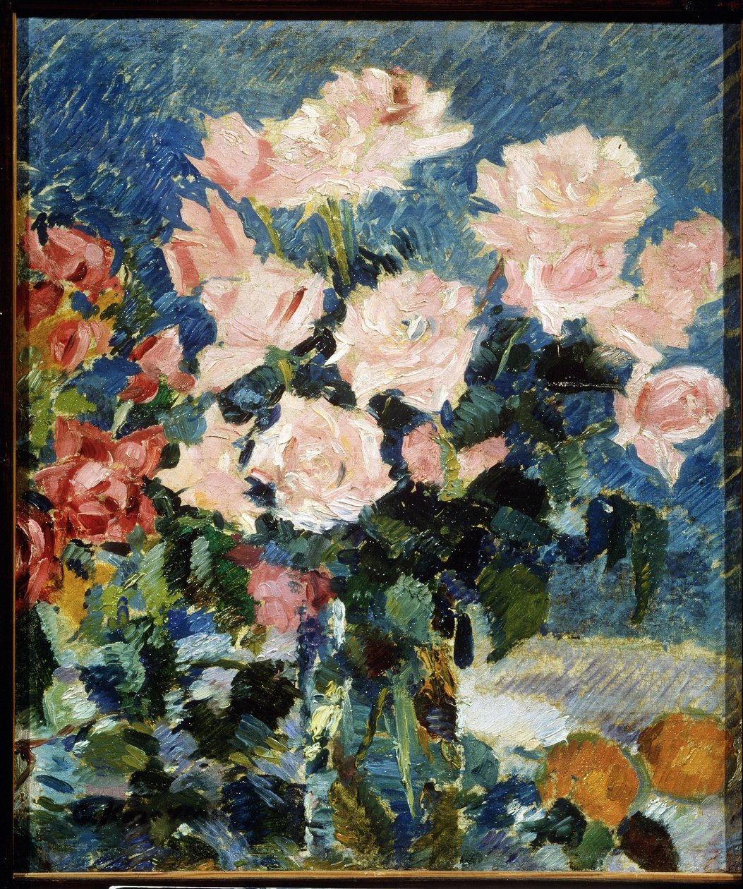 Roser (Roser). Maleri av Konstantin Alexeyevich Korovin (Constantin Korovin) (1861-1939), olje på lerret, ca 1930. Stilleben, russisk kunst fra 1900-tallet, postimpresjonisme. State Art useum, Yaroslavl (Russland). av Konstantin Alekseevich Korovin