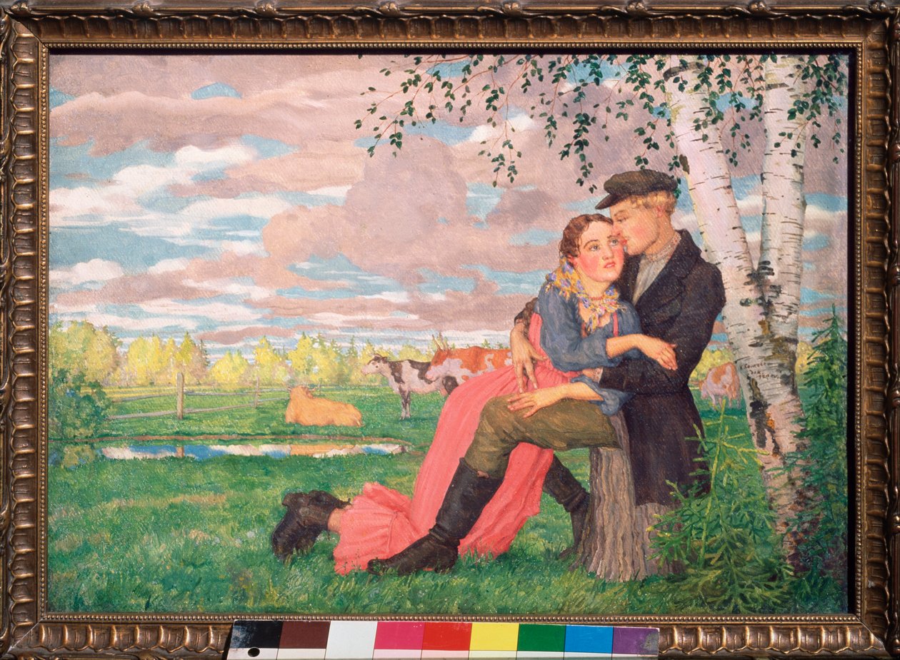 Lovers (Lovers) - Maleri av Konstantin (Constantin) Andreyevich Somov (1869-1939), olje på lerret av Konstantin Andreevic Somov