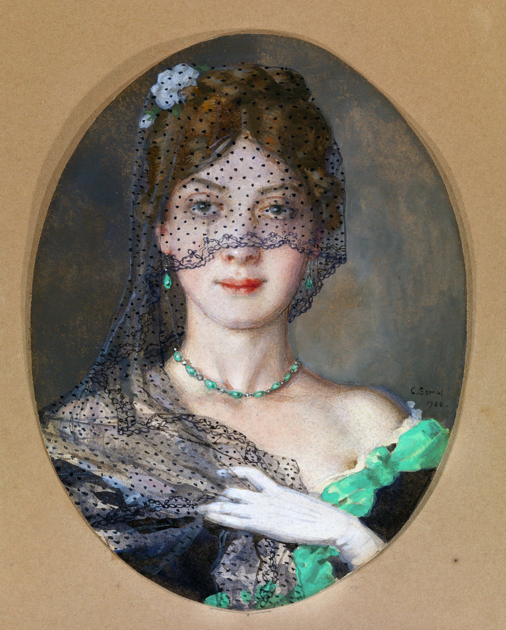 ""Damen med sløret"" (Manon Lescaut) 1928 av Konstantin Andreevic Somov