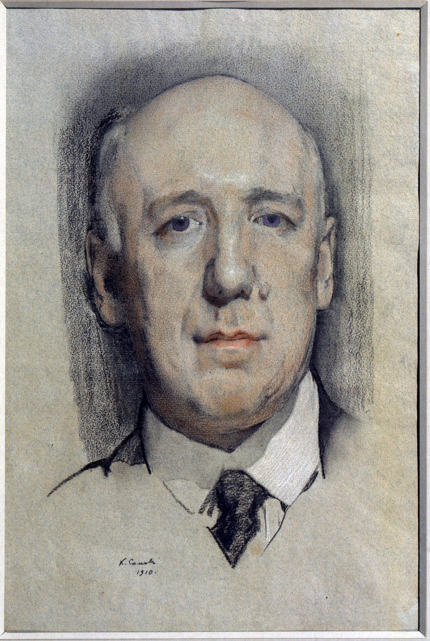 Portrett av forfatteren Fyodor Sologub (Fiodor Sologub) (1863-1927) (Portrett av forfatteren F. Sologub). Verk av Konstantin (Constantin) Andreyevich Somov (1869-1939), akvarell på papir av Konstantin Andreevic Somov