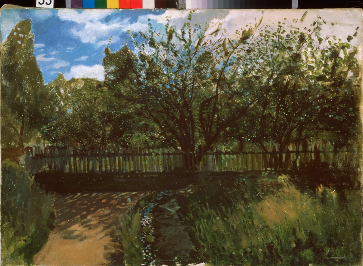 En liten hage. Maleri av Konstantin (Constantin) Andreyevich Somov (1869-1939), olje på lerret av Konstantin Andreevic Somov