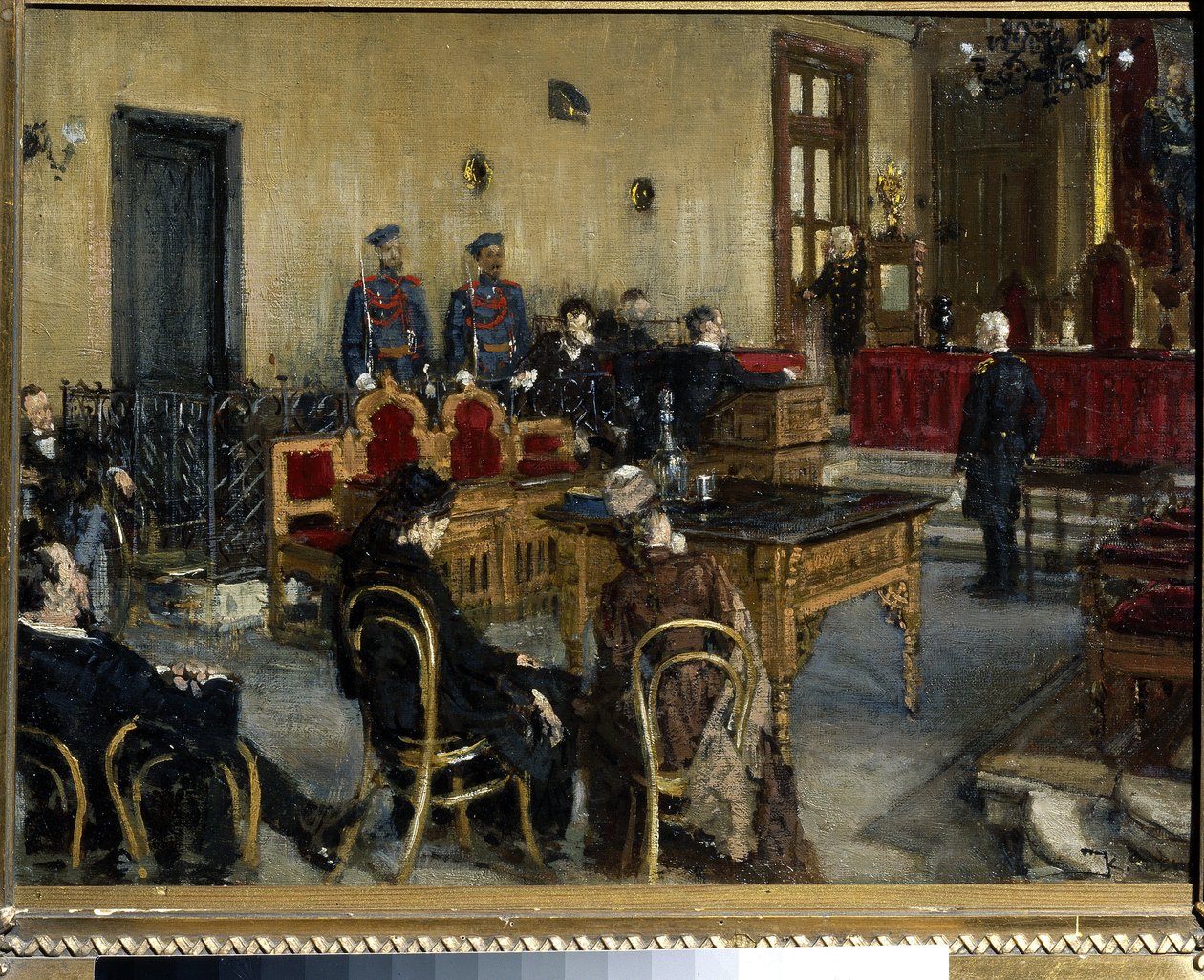 Venter på en dom. Maleri av Konstantin Apollonovich Savitsky (1844-1905), olje på lerret av Konstantin Apollonovich Savitsky