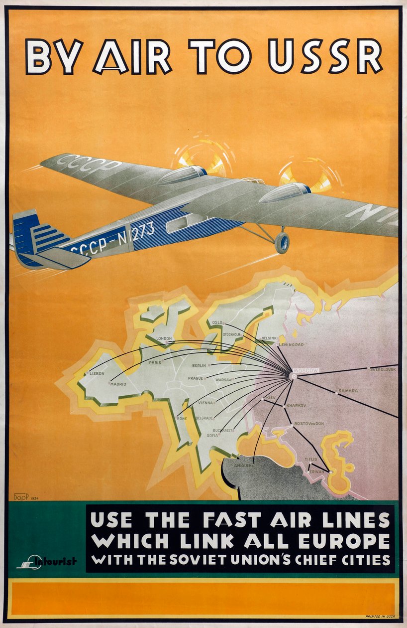 By air to USSR Poster of the Intourist company, 1934   1143718   no       norwegian Successfully Translated  Original: Daylight Raid on London, illustration from Flying Memories by John Hamilton Translat: Daylight Raid on London, illustration from 