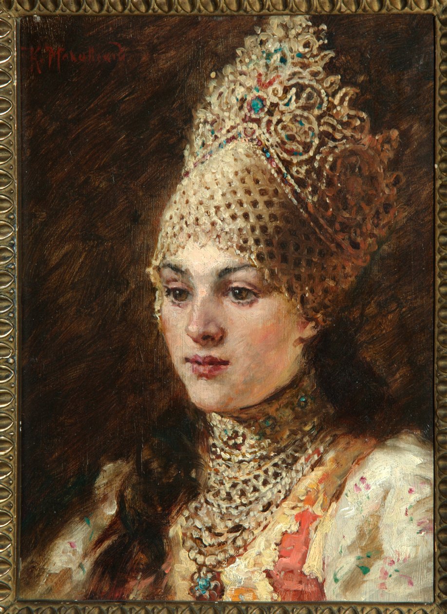 Femme boyard (brett, boiar) - Peinture de Konstantin Yegorovich Makovsky (Constantin Makovski) (1839-1915), huile sur toile, vers 1890 - (Boyar