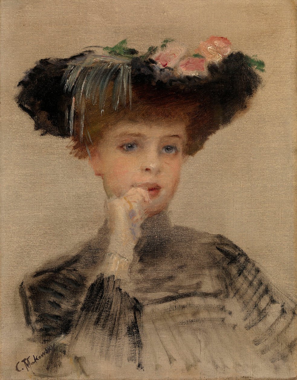 Mode Belle Epoque: ""La Parisienne"" - Maleri av Konstantin Yegorovich Makovsky (Constantin Makovski) (1839-1915) av Konstantin Egorovich Makovsky