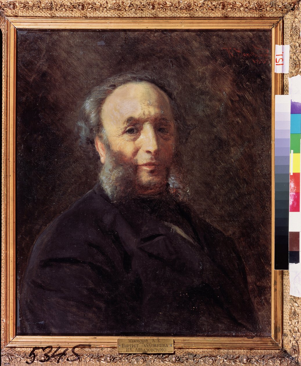 Portrait du peintre Ivan Aivazovsky (Aivazovsky) (1817-1900). (Portrett av kunstneren Ivan Aivazovsky). Peinture de Konstantin Yegorovich Makovsky (Constantin Makovski) (1839-1915), huile sur toile av Konstantin Egorovich Makovsky