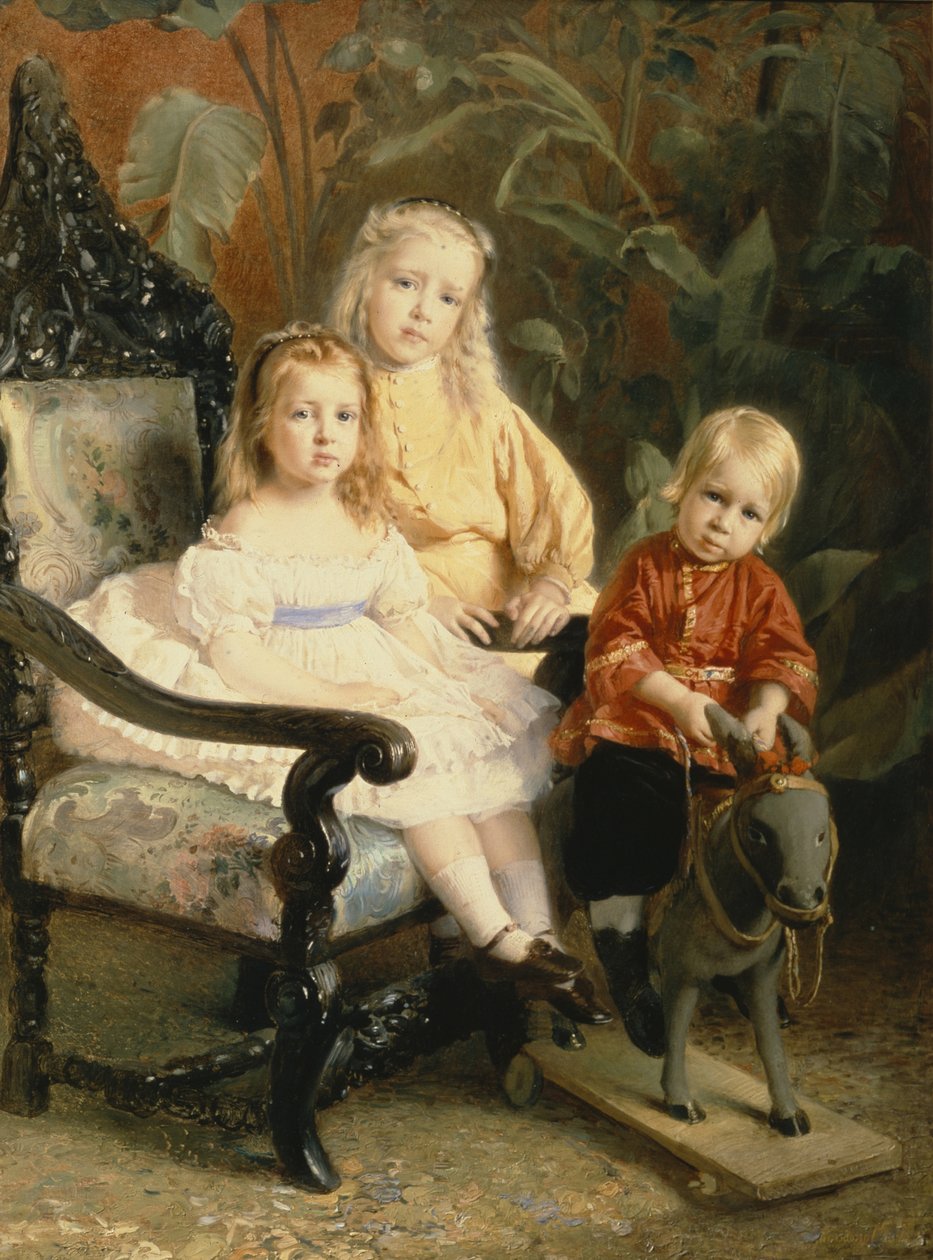 Portrett av Stasovs-barna, tidlig på 1870-tallet av Konstantin Egorovich Makovsky