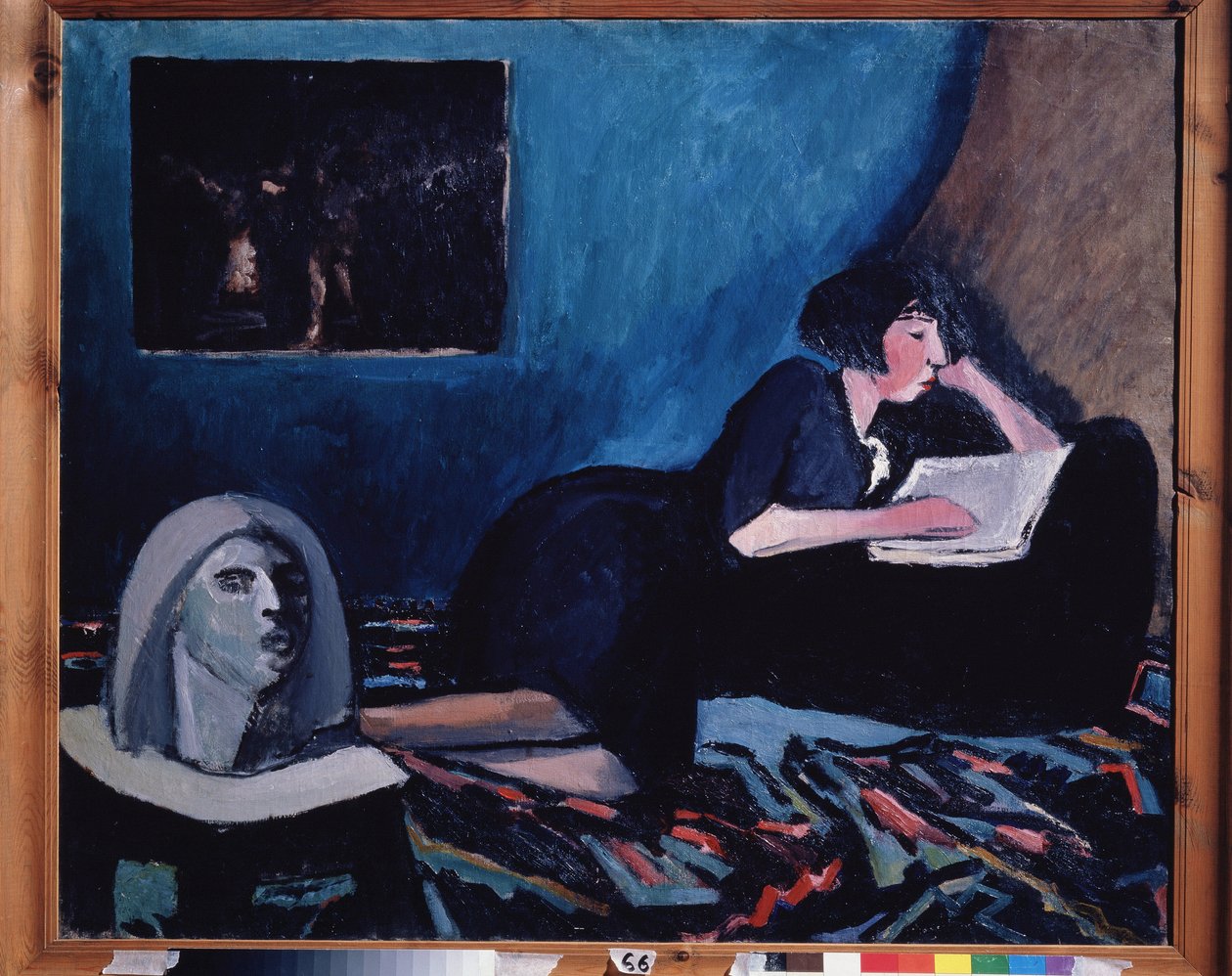 En kvinne som leser (A Woman Reading). Maleri av Konstantin Nikolayevich Istomin (1887-1942), olje på lerret 1931 russisk moderne kunst, 1900-tallet. Statens Tretyakov-galleri, Moskva. av Konstantin Istomin