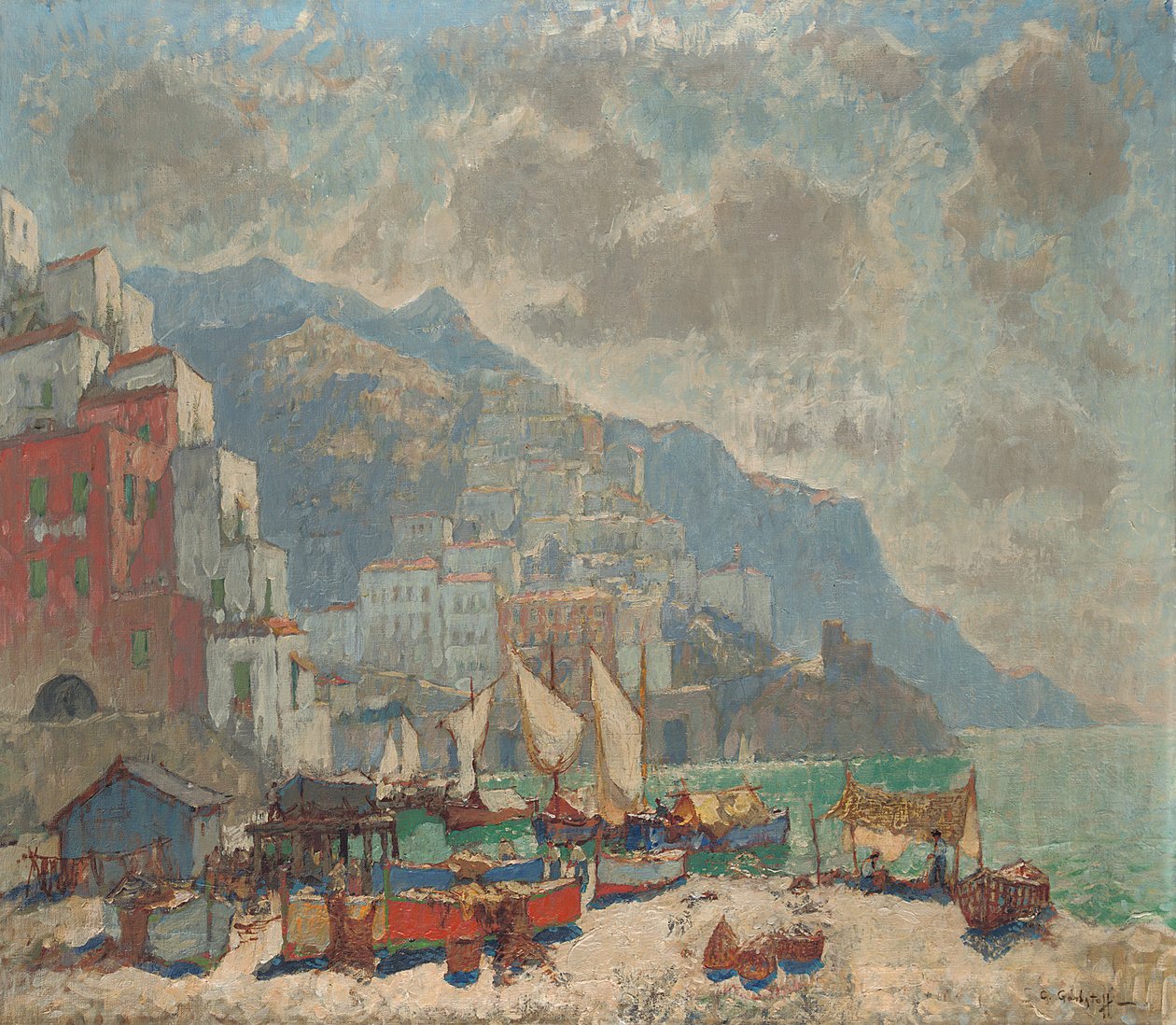 Utsikt over Amalfi i morgenlyset, av Konstantin Ivanovich Gorbatov
