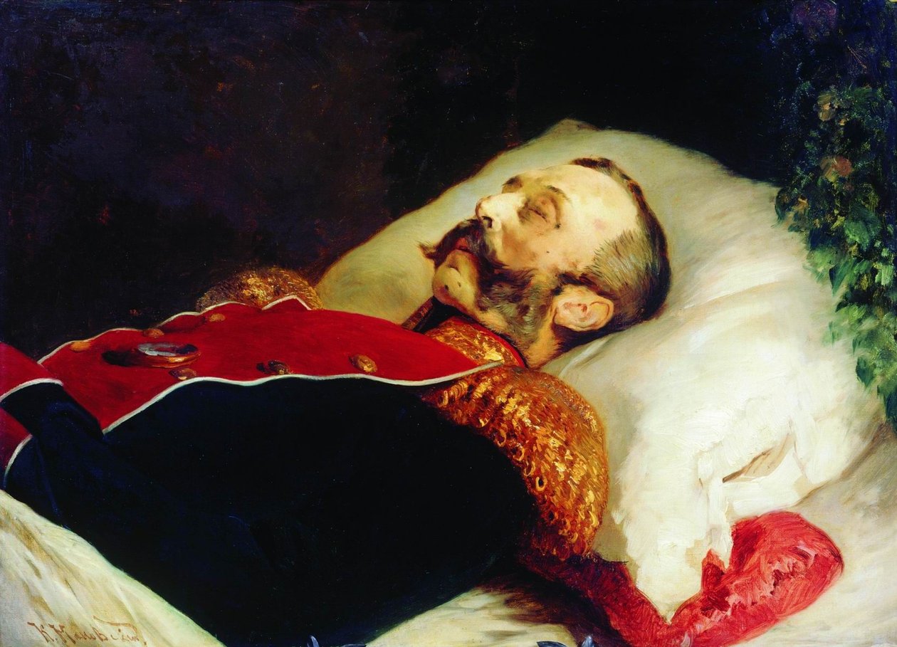 Konstantin Makovsky Alexander II på dødsleiet i 1881 av Konstantin Makovsky