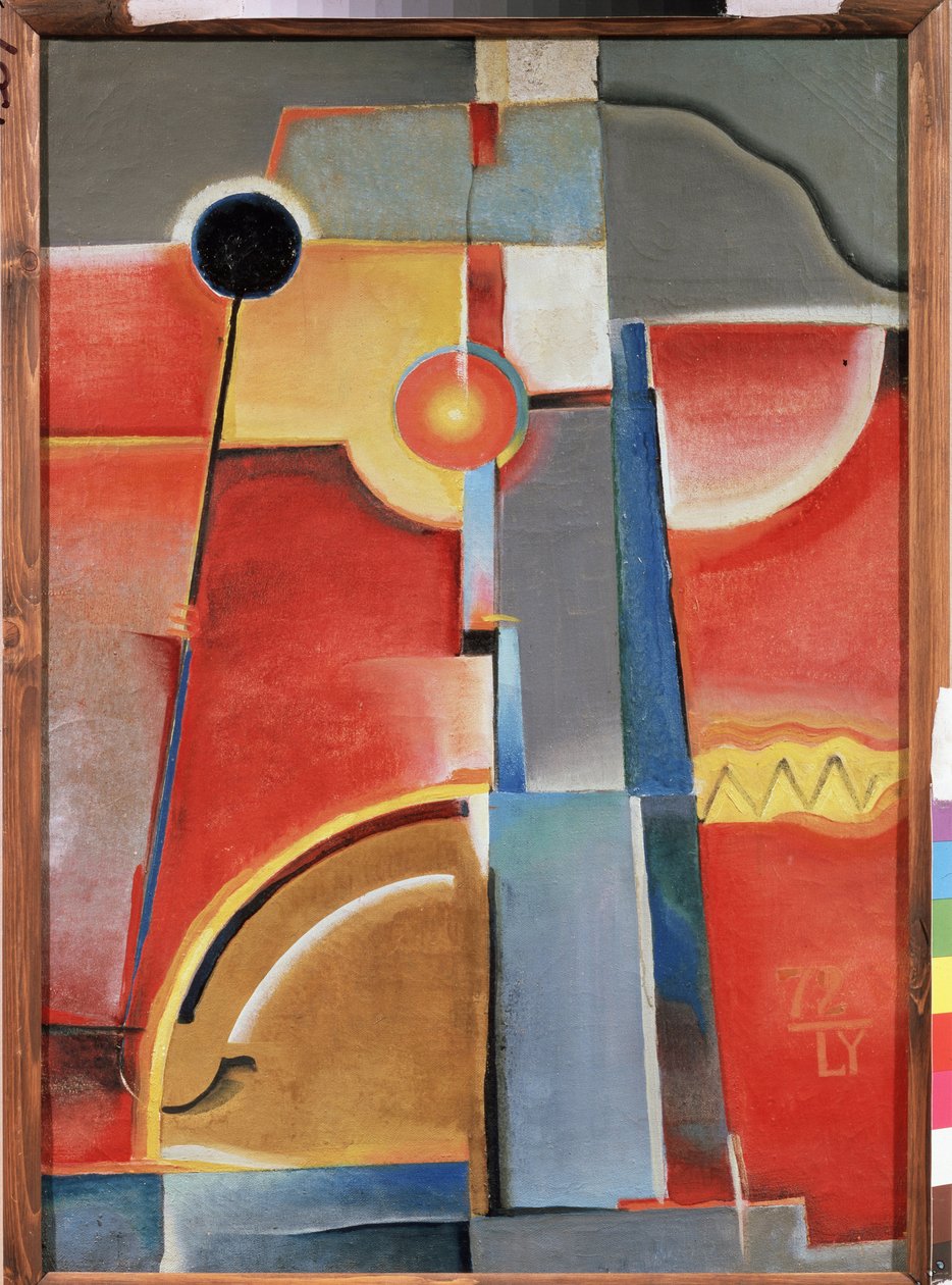 Byggefarger. (Fargekonstruksjon). Maleri av Konstantin Konstantinovich Medunetsky Medunetsky (Medunetsky, Medunetsky) (1899-1935), olje på lerret av Konstantin Medunetsky