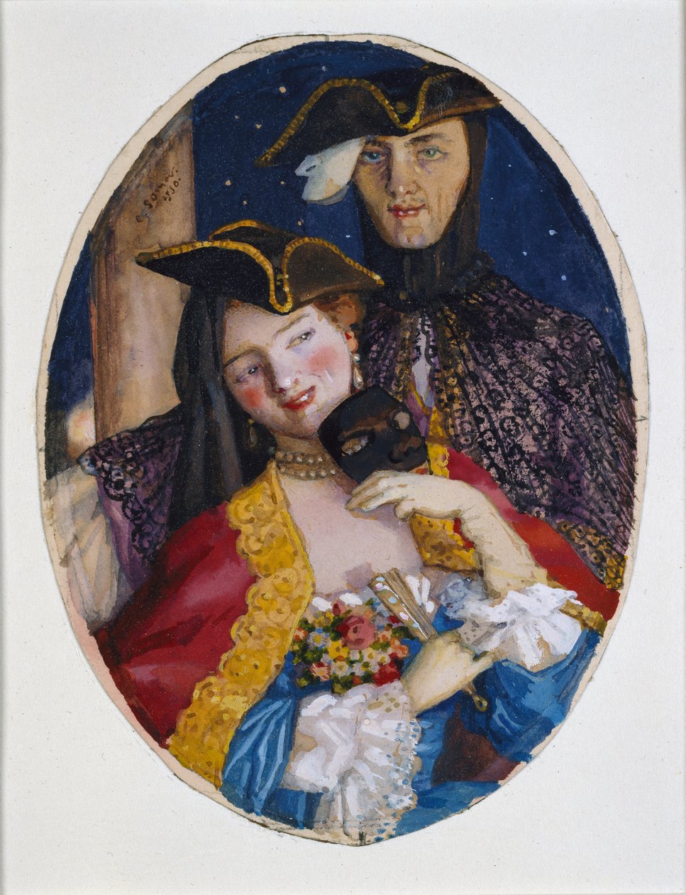 Par kledd for et venetiansk karneval, 1930 av Konstantin Somov