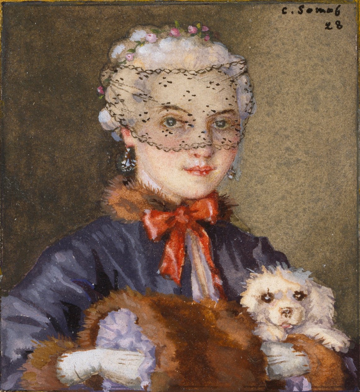 Dame med en hund, 1928 av Konstantin Somov