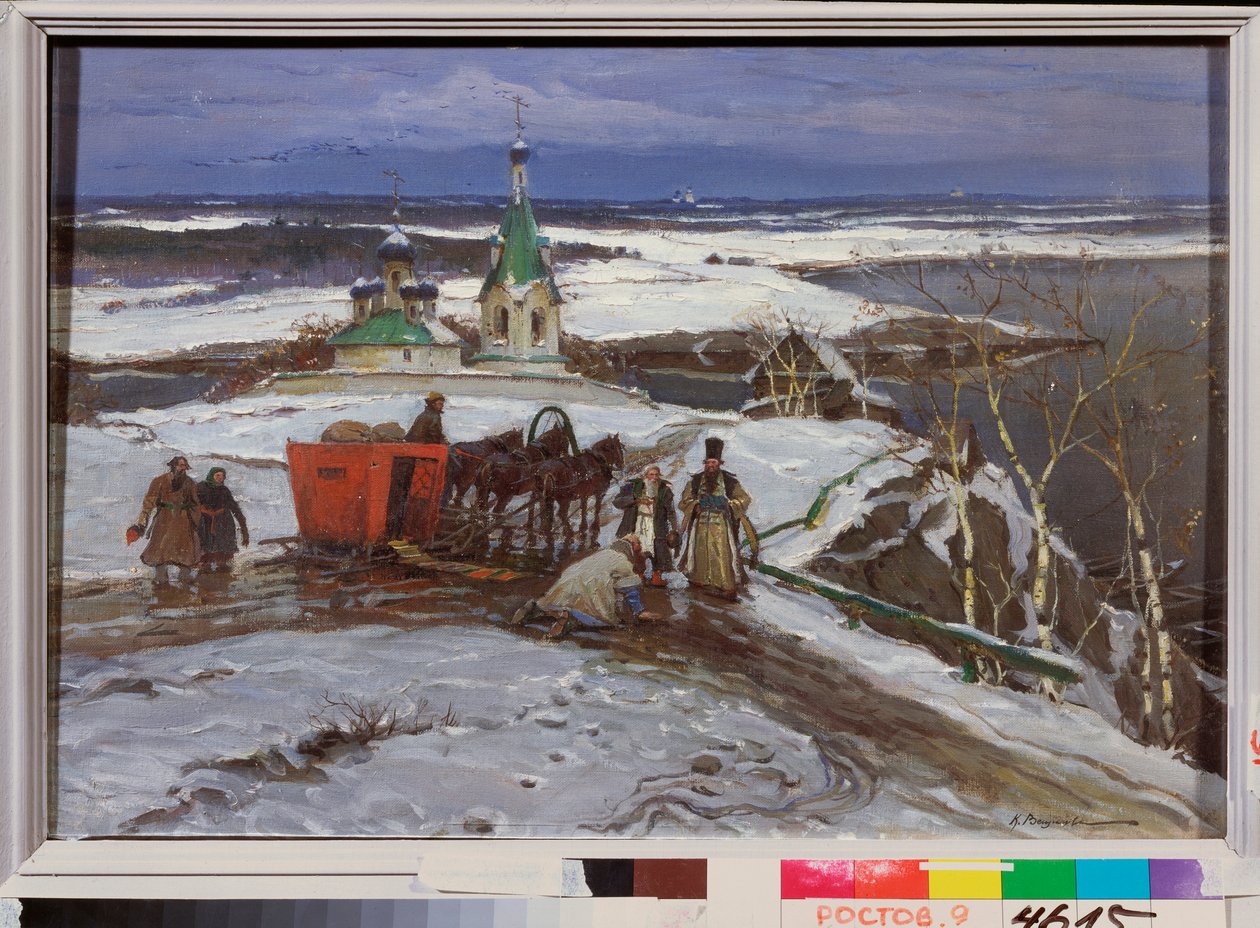 Den lukkede sleden i Russland på 1600-tallet (olje på lerret) av Konstantin Veshchilov
