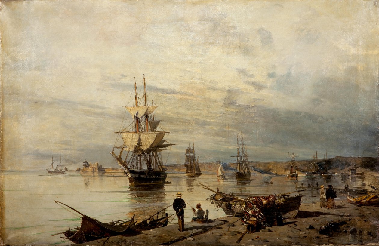 Solnedgang ved kysten av Konstantinos Volanakis