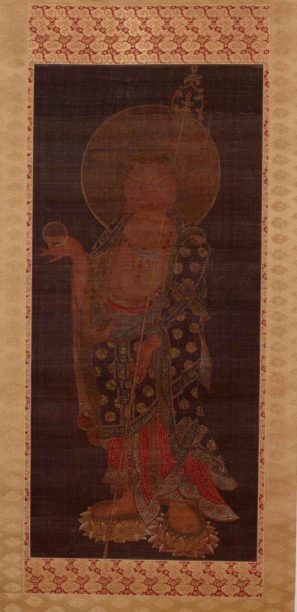 Bodhisattva Kshitigarbha (Jijang bosal), slutten av 1200- eller begynnelsen av 1300-tallet (blekk, farge og gull på silke) av Korean School