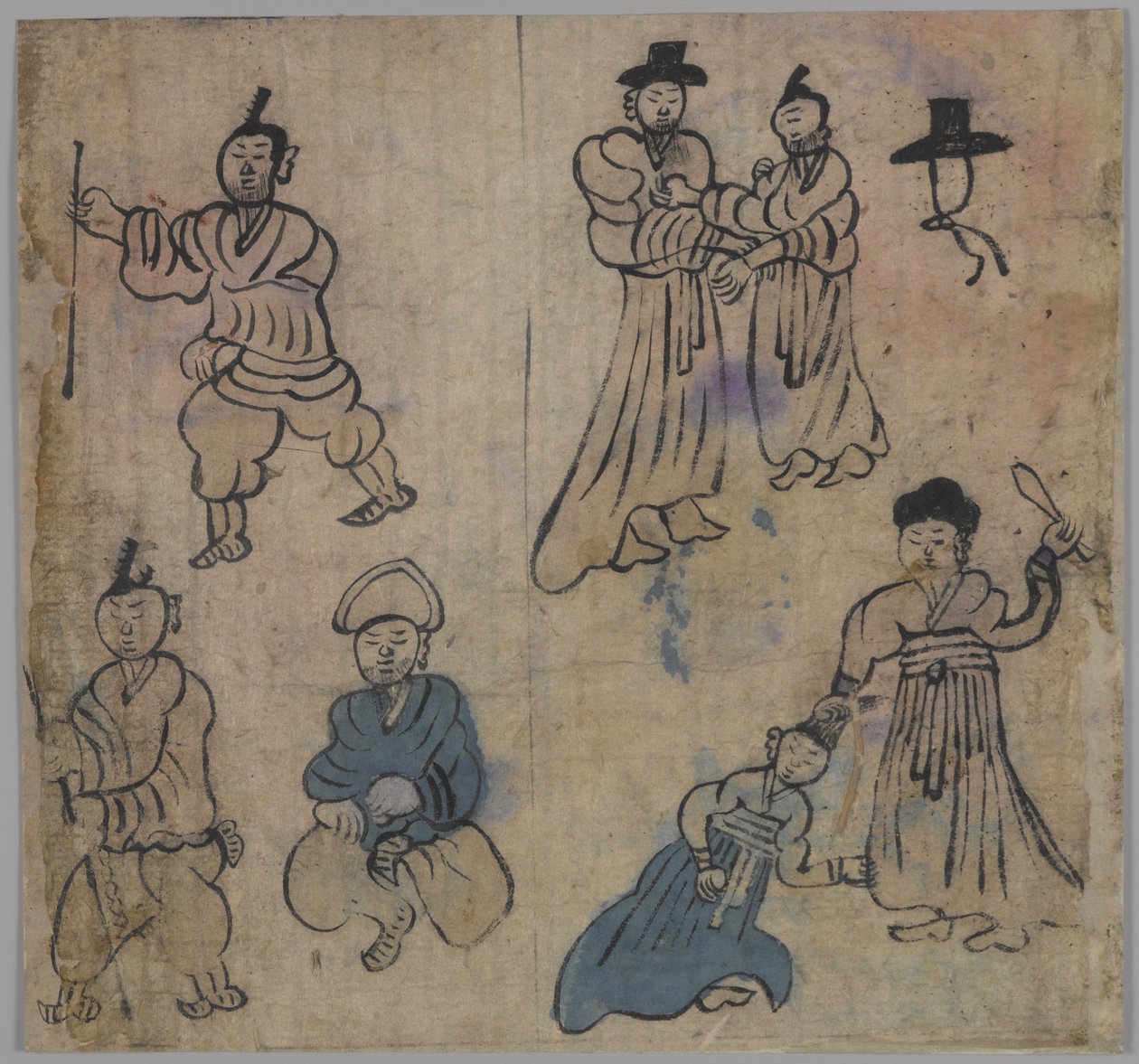 Sjangerscene, 1 av 4, 1800-tallet (blekk og wc på papir) av Korean School