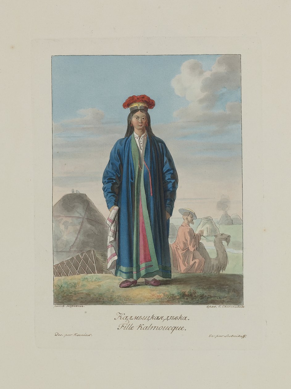 Kalmyk jente. Fra Folkene i Russland, 1812 av Korneev