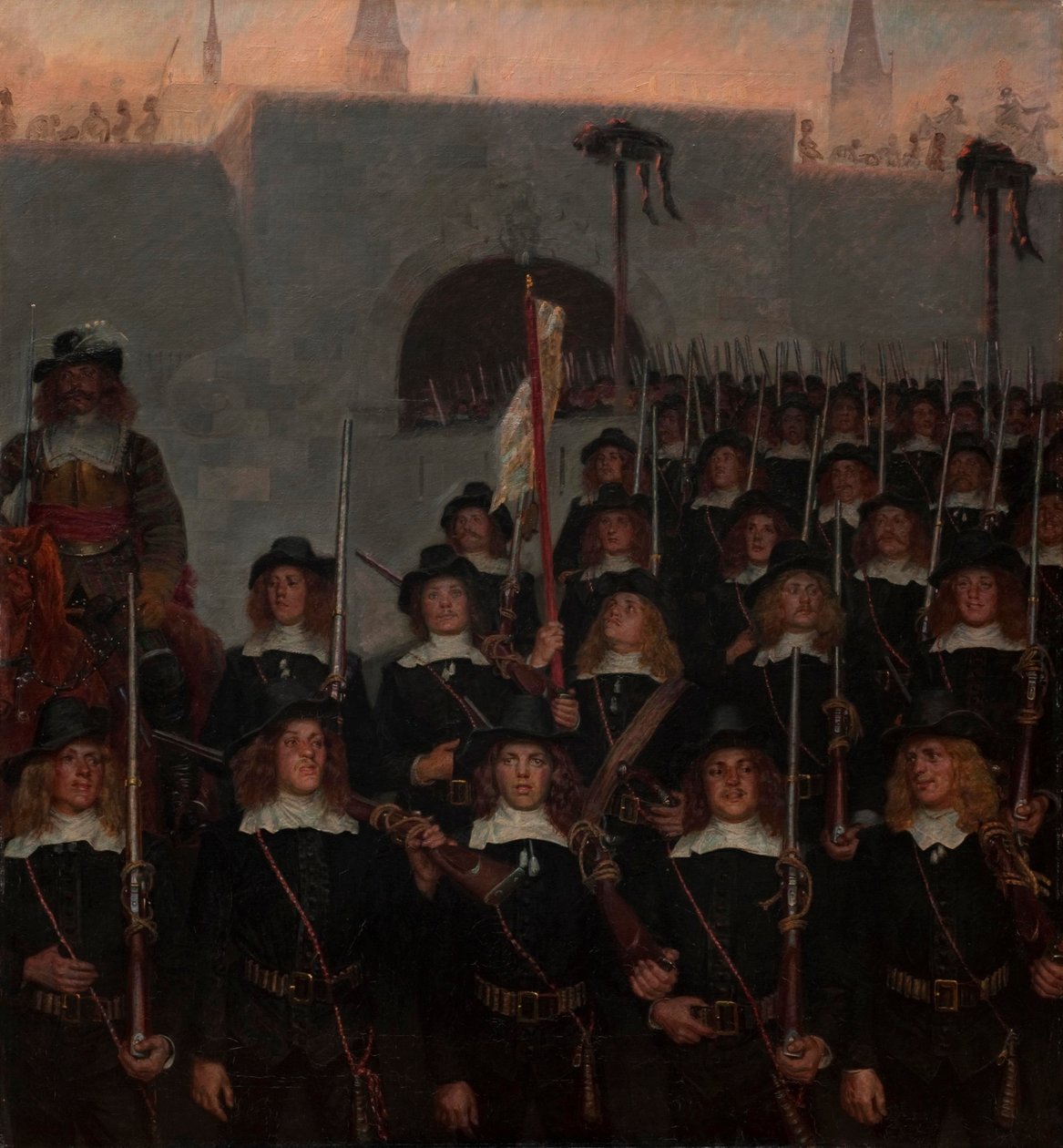 Studenter drar for å forsvare København i 1658 av Kristian Zahrtmann