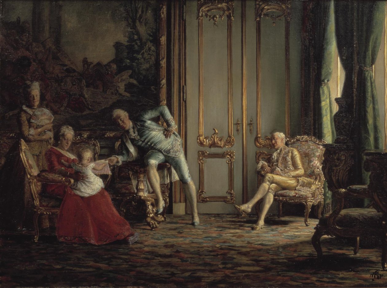 Et interiør fra forrige århundre. Scene fra hoffet til Christian VII av Kristian Zahrtmann