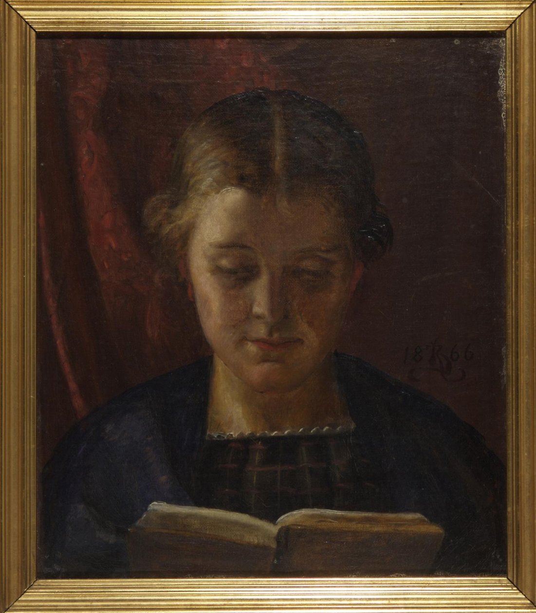 Elisabeth Zahrtmann, kunstnerens søster, leser av Kristian Zahrtmann