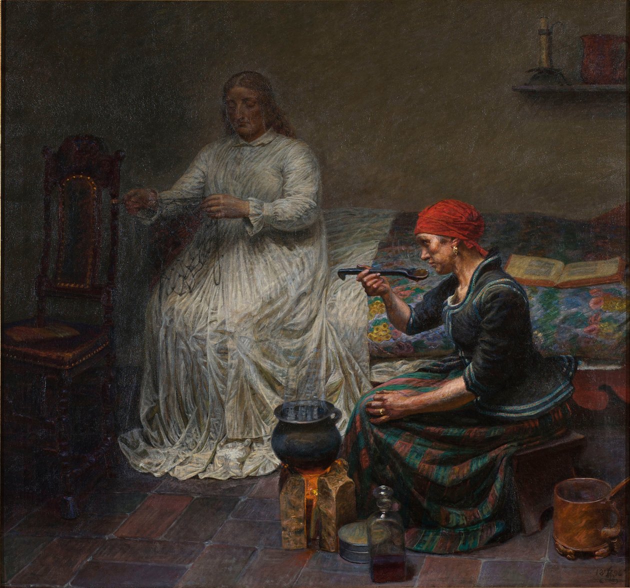 Leonora Christina i det blå tårnet. Matlaging av grøt av Kristian Zahrtmann