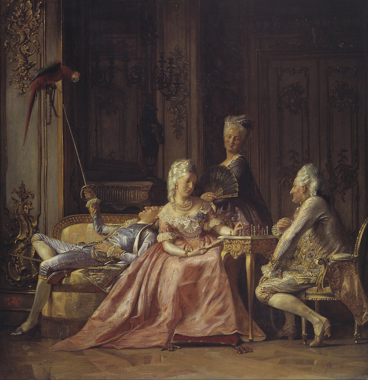 Scene fra hoffet til Christian VII av Danmark av Kristian Zahrtmann