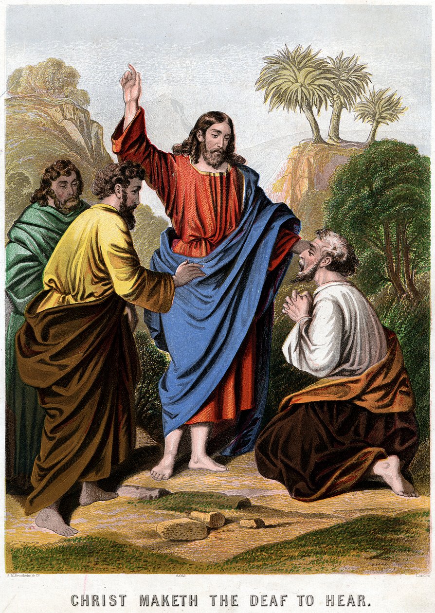 Kristus gjør de døve til å høre, 1860 av Kronheim and Co