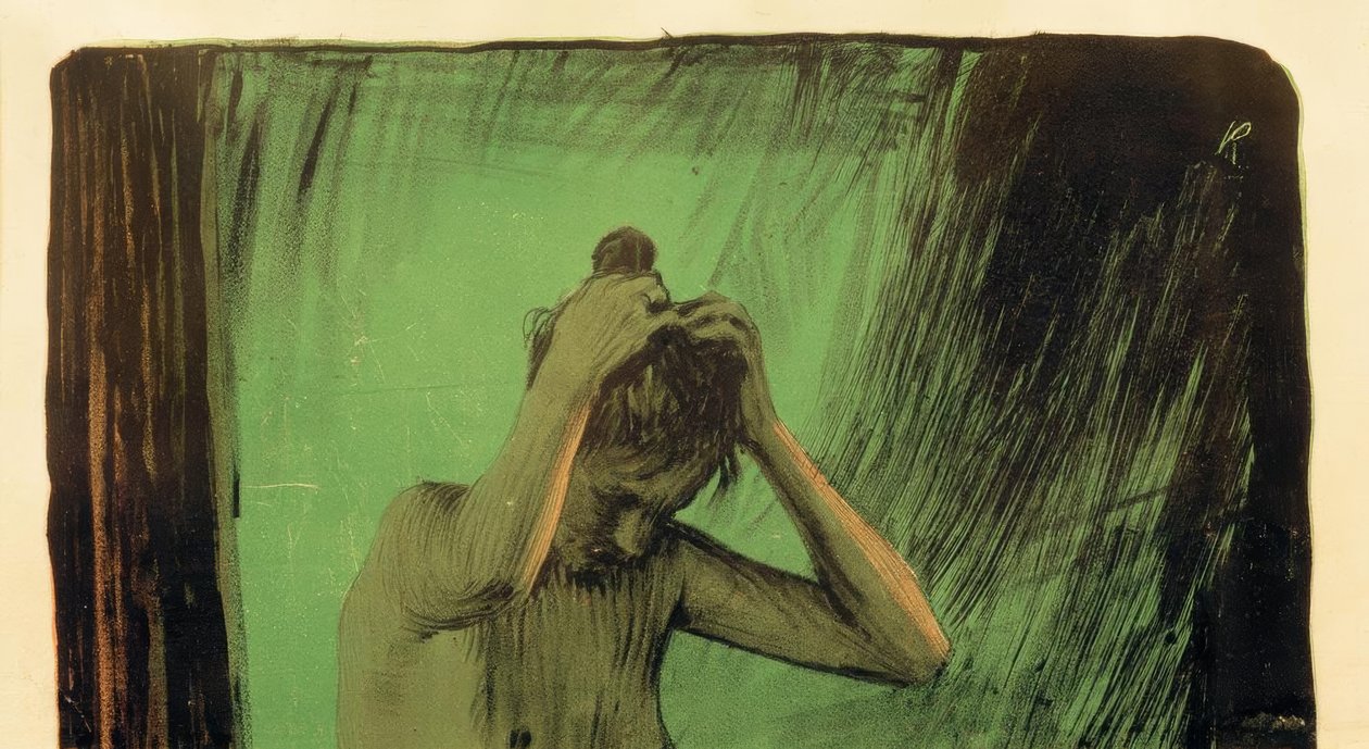 Kvinne ordner håret av Käthe Kollwitz