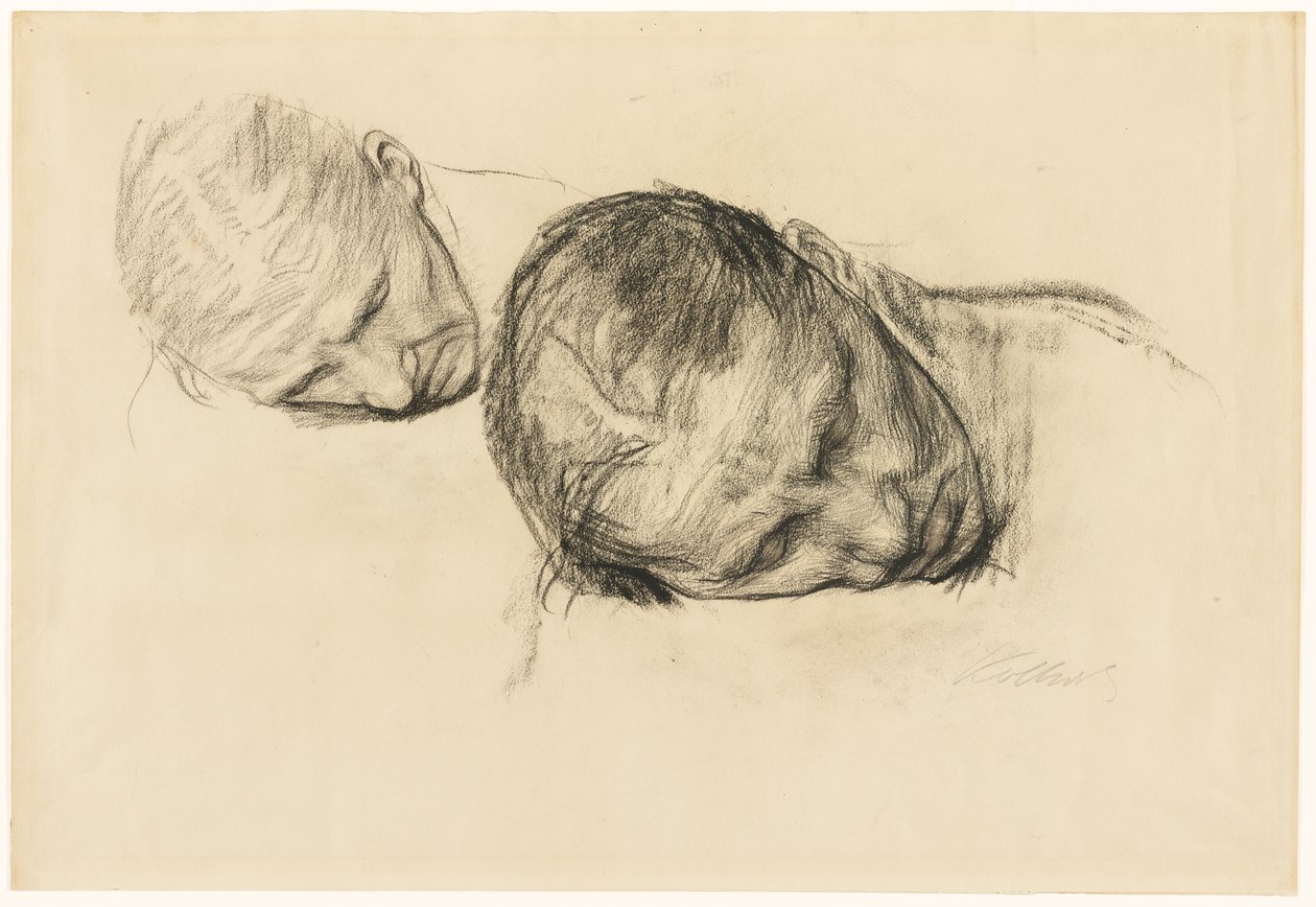 To studier av en kvinnes hode av Käthe Kollwitz