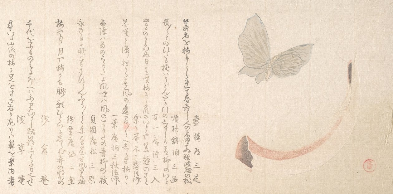 Blomstervase av horn og en sommerfugl, tidlig på 1800-tallet. av Kubo Shunman