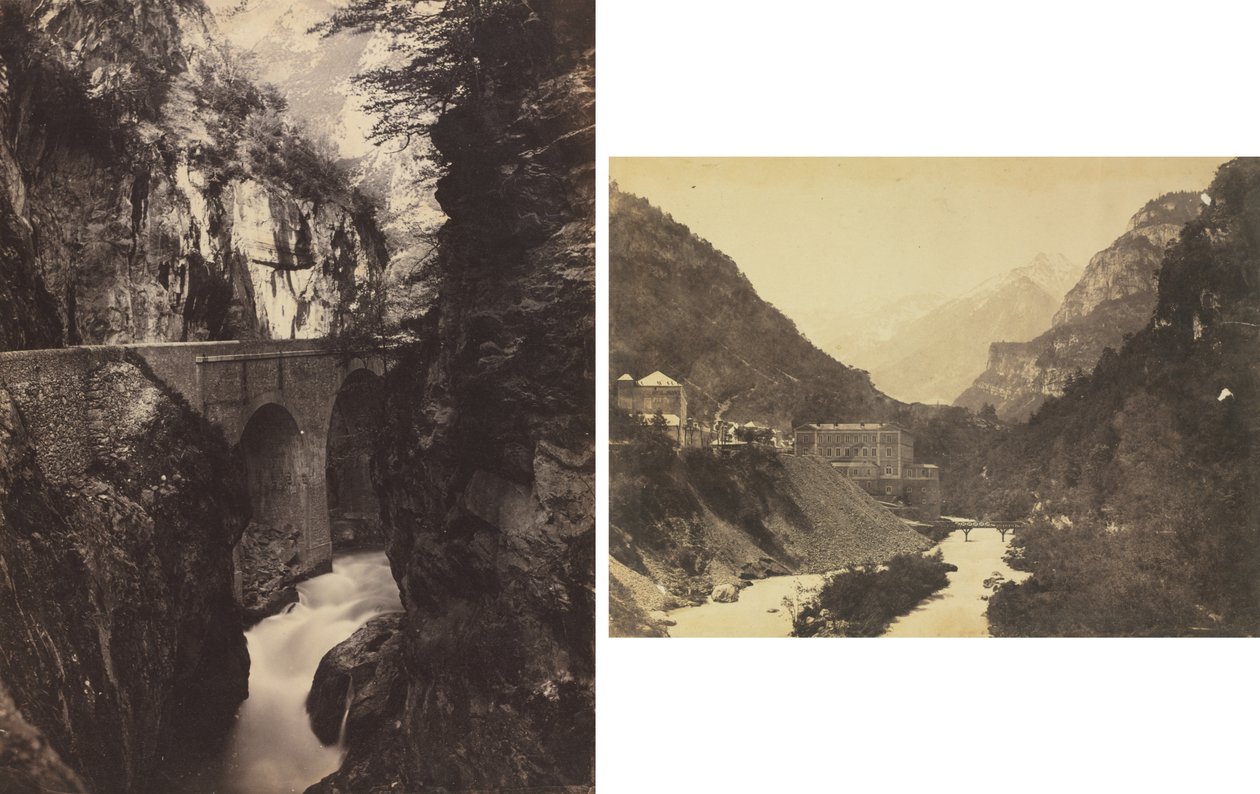Veien til Eaux-Chaudes, Pyreneene (foran); Eaux-Chaudes, Pyreneene (bak) av Kubo Shunman