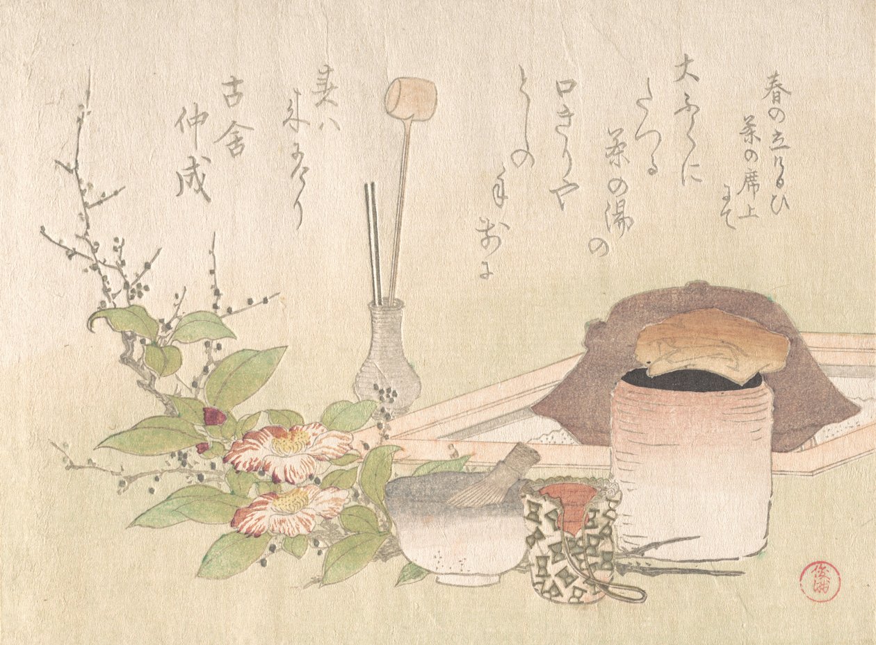 Sett med redskaper for teseremonien, 1800-tallet. av Kubo Shunman