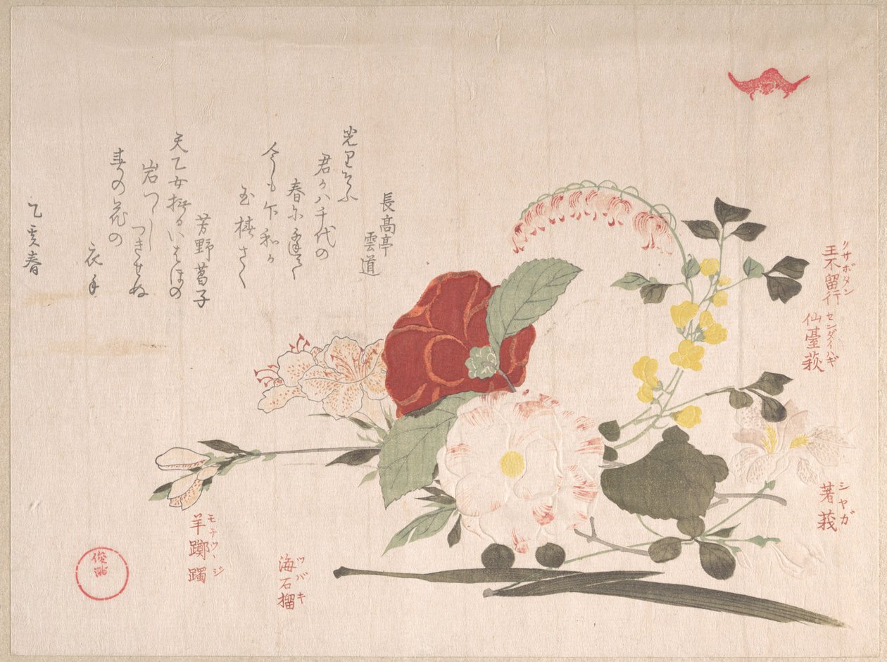 Vårregnsamling (Harusame shū), bind 2: Avskårne blomster: klematis, buskkløver, iris, kamelia og asalea av Kubo Shunman